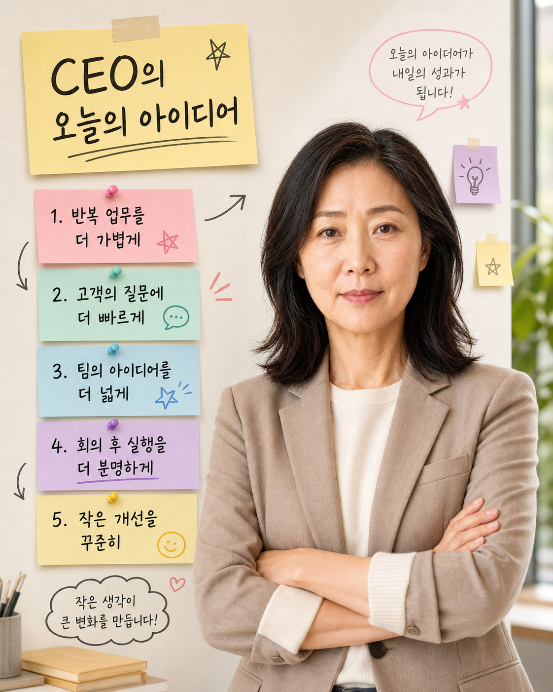 포스트잇 아이디어 월 인물 포스터 예시