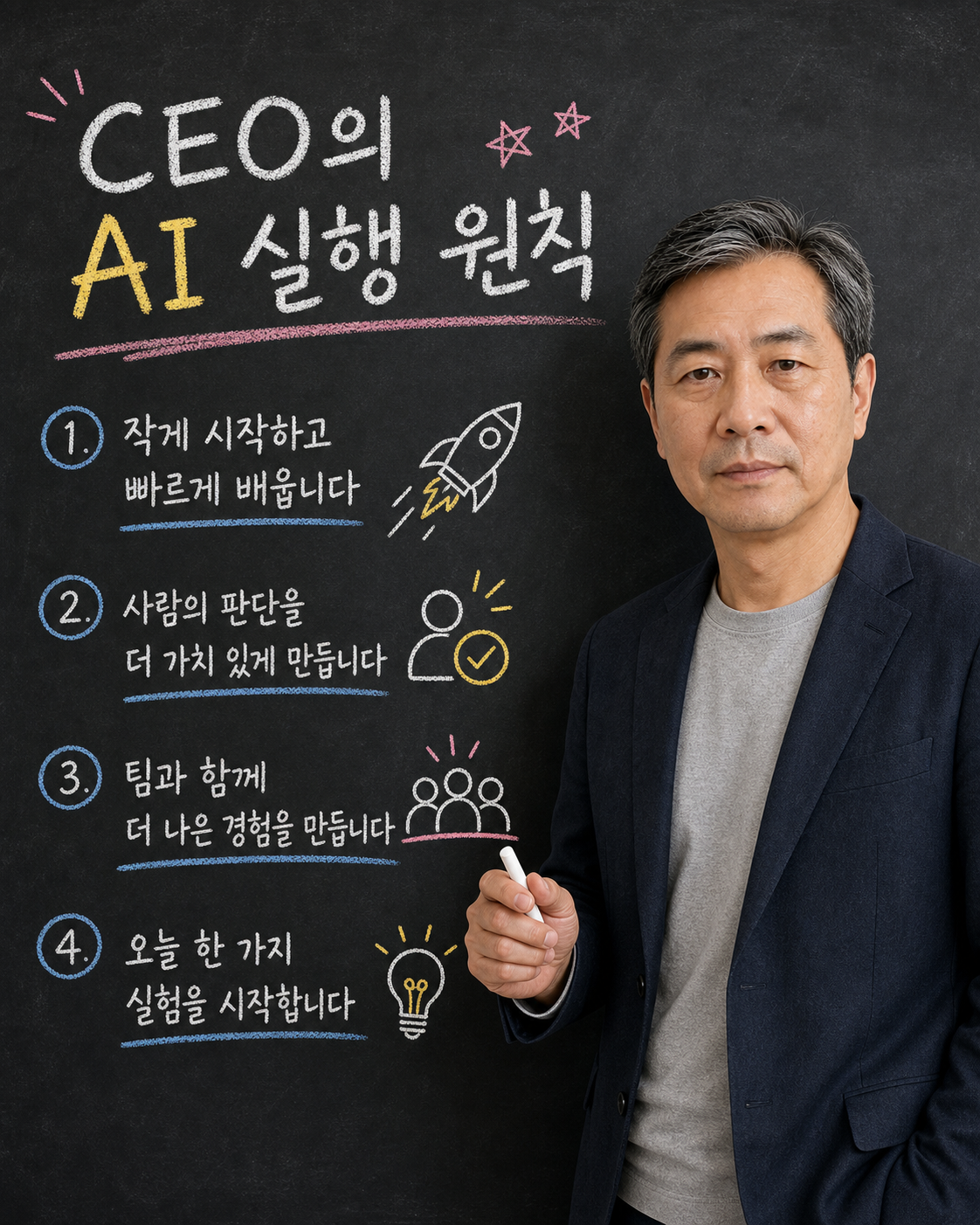 칠판 분필 인물 포스터 예시